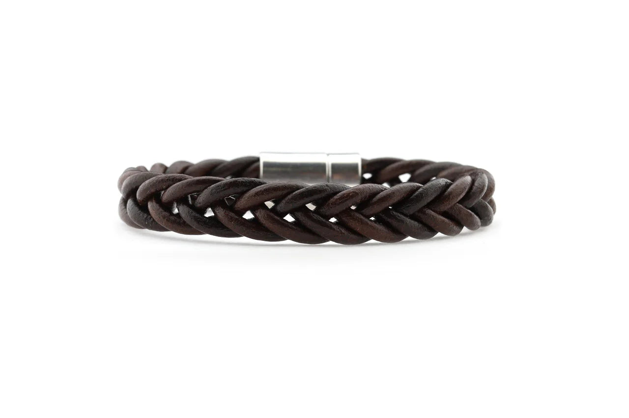 Herenarmband Sef‐bruine vlecht Leer