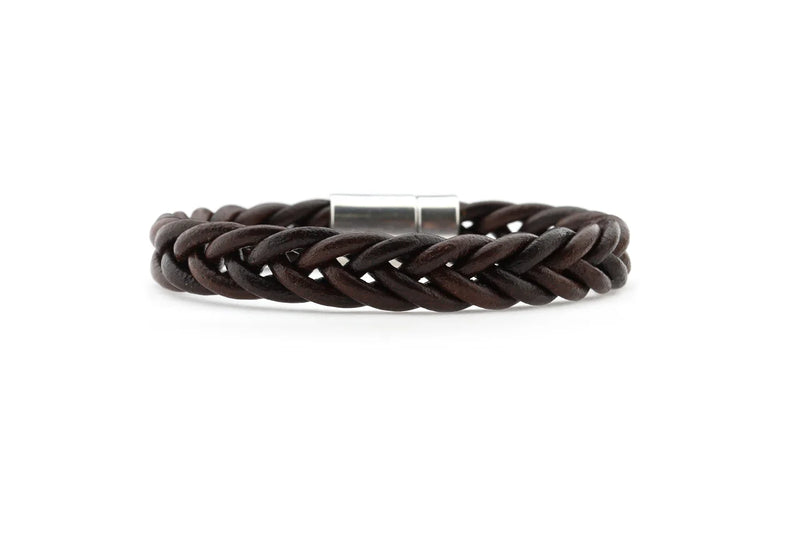 Herenarmband Sef‐bruine vlecht Leer