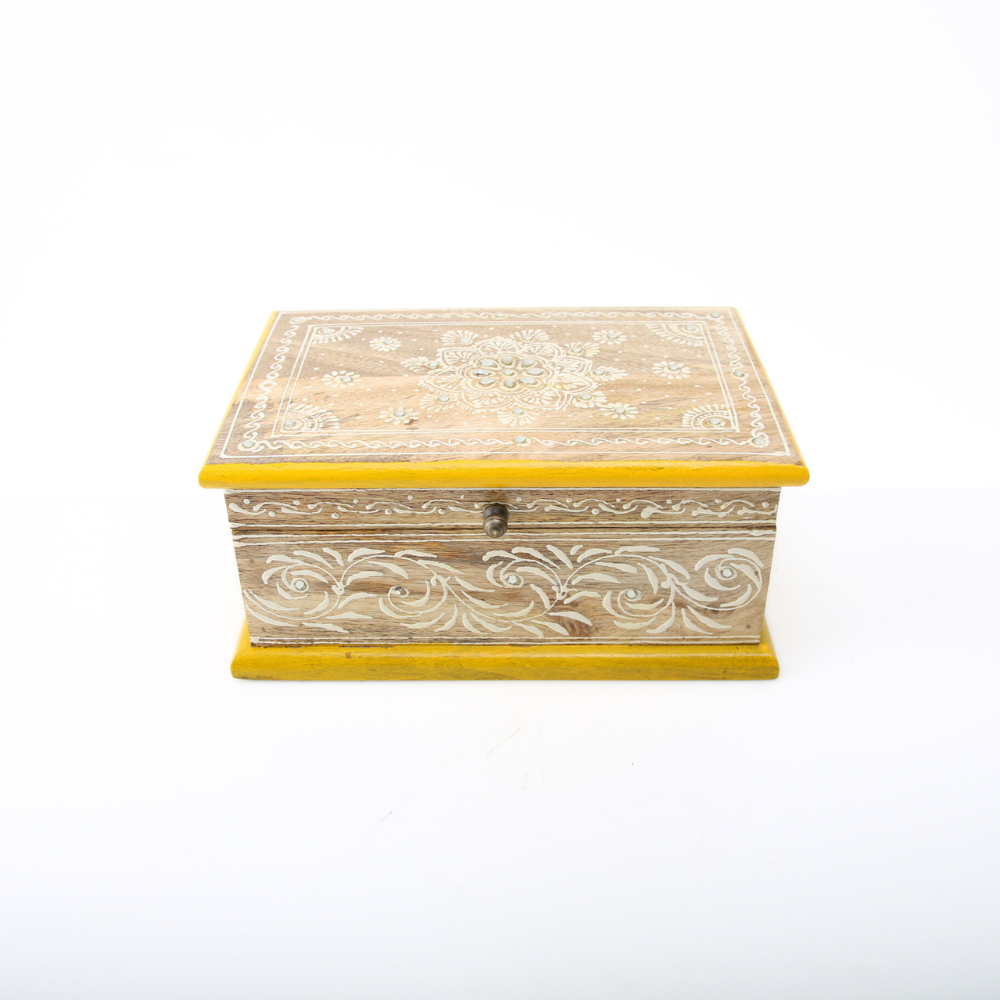 Houten kistje geel medium